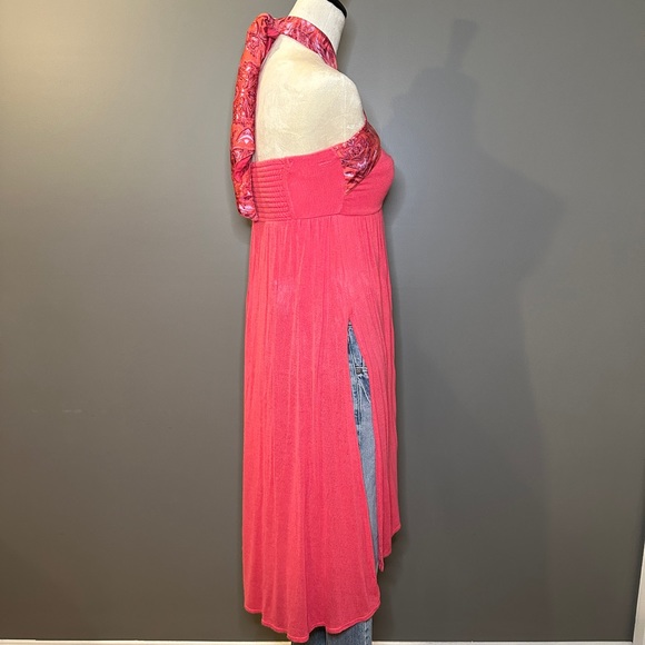 SOLD! Coral Y2K Sweetheart Halter Top/Dress; Size Small - Picture 3 of 8